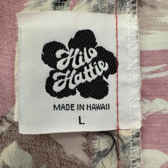 Hilo Hattie Dress Womens Large Red Fujiette Print Tropical Midi Pleated Pockets - Picture 7 of 8